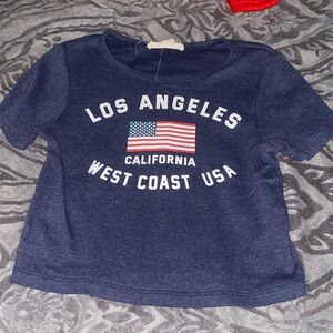 Los Angeles Kids Navy Blue Tee with Flag Print